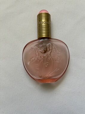 Vintage Pink Glass Perfume Bottle with Embossed Floral Design